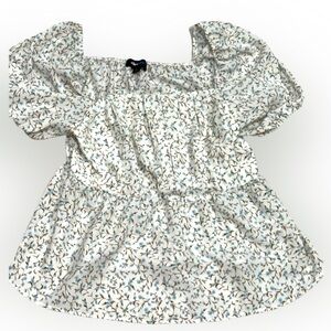 Alice Blue Puff Sleeve Square Neck Floral Blouse Women’s Size L